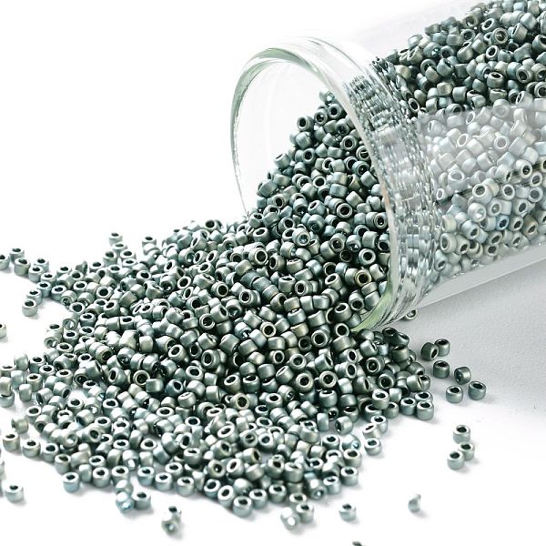 

PandaHall TOHO Round Seed Beads, Japanese Seed Beads, Matte, (512F) High Metallic Frost Blue Haze, 15/0, 1.5mm, Hole: 0.7mm, about...