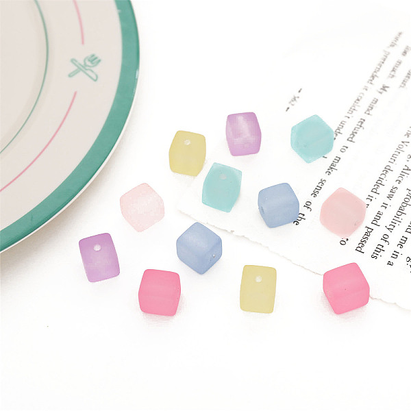 

PandaHall Rubberized Style Transparent Acrylic Beads, Cube, Mixed Color, 10.4x13x12.9mm, Hole: 2.1mm Acrylic Rectangle Multicolor