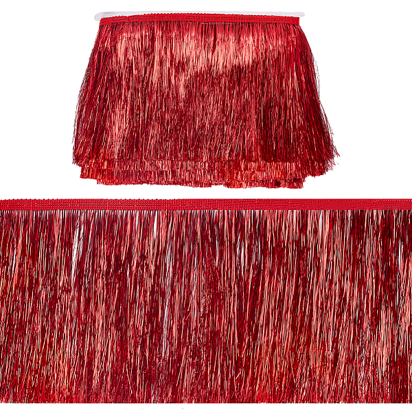 

PandaHall 11yards 6inch Dark Red Wide Metallic Fringe Trim Tinsel Fringe Tinsel Trim Shiny Foil Effect for Latin Dance Dress Costume...