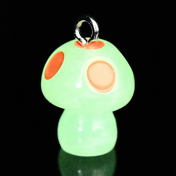 

PandaHall Spray Painted Luminous Resin Pendants, Mushroom Charm, with Glitter Powder and Platinum Tone Iron Loops, Orange Red, 21.5x13.5mm...
