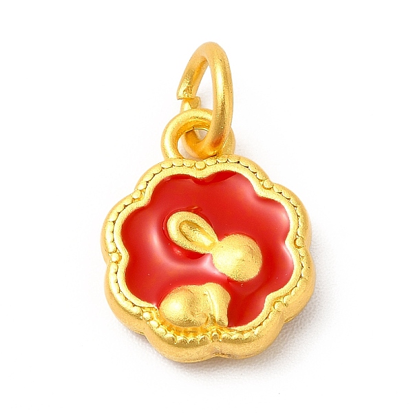 

PandaHall Rack Plating Alloy Enamel Pendants with Jump Ring, Flower with Rabbit Charms, Matte Gold Color, Red, 14x11x3.5mm, Jump Ring: 6x1mm...