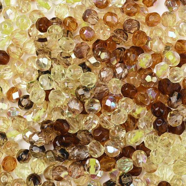 

PandaHall Fire-Polished Czech Glass Beads, Faceted, Ananas, Yellow, 6x5.5~6mm, Hole: 1.2mm, about 360pcs/bag Czech Glass Round Yellow