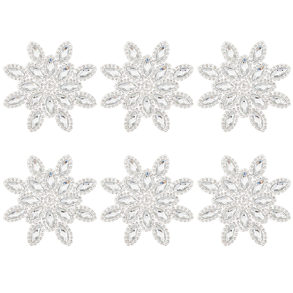 

PandaHall FINGERINSPIRE 6PCS Snowflake Hotfix Rhinestone Applique (Silver, Diameter 3 inch) Bling Rhinestone Iron On Patches Snowflake..., Clear