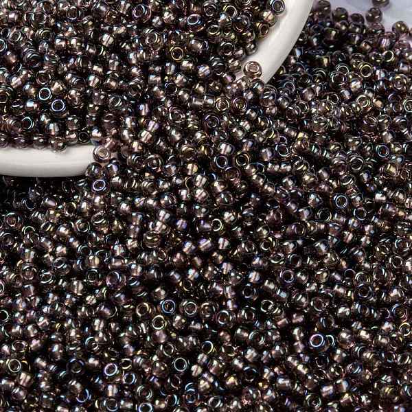 

PandaHall MIYUKI Round Rocailles Beads, Japanese Seed Beads, (RR1836) Sparkling Lined Smoky Amethyst AB, 8/0, 3mm, Hole: 1mm, about..., Purple