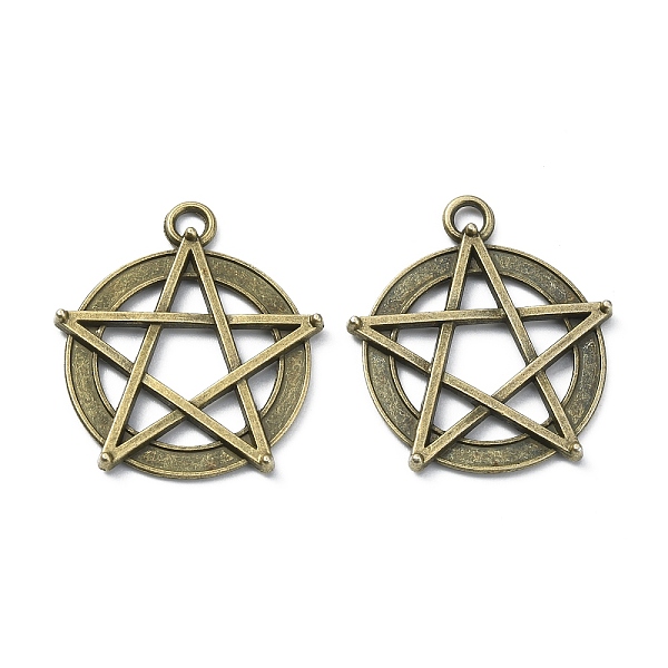 

PandaHall TIbetan Style Alloy Pendants, Flat Round with Star, Antique Bronze, 30x27x2.5mm, Hole: 3mm Alloy Flat Round