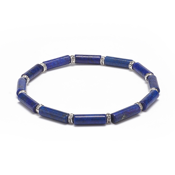 

PandaHall Natural Lapis Lazuli(Dyed) Column Beaded Stretch Bracelet, Gemstone Jewelry for Women, Inner Diameter: 2-1/4 inch(5.6~5.8cm) Lapis...