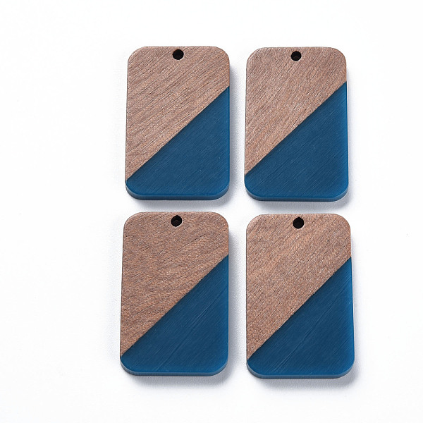 

PandaHall Opaque Resin & Walnut Wood Pendants, Two Tone, Rectangle, Royal Blue, 32.5x21x3mm, Hole: 2mm Resin+Wood Rectangle
