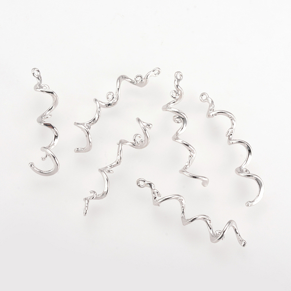

PandaHall Brass Links, Nickel Free, Real Platinum Plated, Spiral, 32x7mm, Hole: 1mm Brass Twist