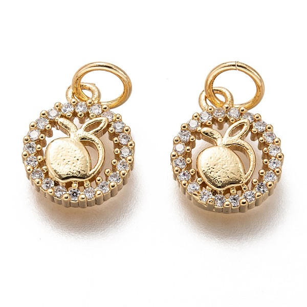 

PandaHall Brass Micro Pave Clear Cubic Zirconia Charms, Long-Lasting Plated, with Jump Ring, Flat Round with Apple, Golden, 11.5x9x2mm, Jump...