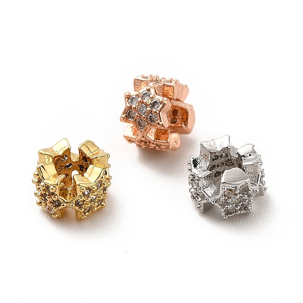 

PandaHall Rack Plating Brass Micro Pave Cubic Zirconia Spacer Beads, Long-Lasting Plated, Cadmium Free & Lead Free, Flower, Mixed Color..., Clear
