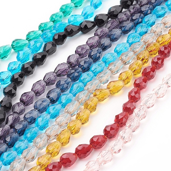 

PandaHall Glass Beads Strands, Faceted, Drop, Crystal Suncatcher, Mixed Color, 7.5~8x6mm, Hole: 1.5mm, about 66~68pcs/strand, 15.7 inch..., Multicolor