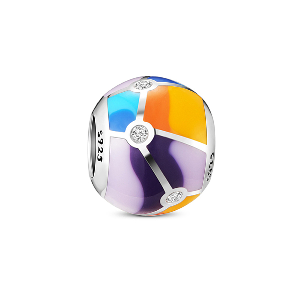 

PandaHall TINYSAND Rhodium Plated 925 Sterling Silver Colorful Enamel Charm European Bead, with Cubic Zirconia, Colorful, 10.08x9.22mm, Hole...