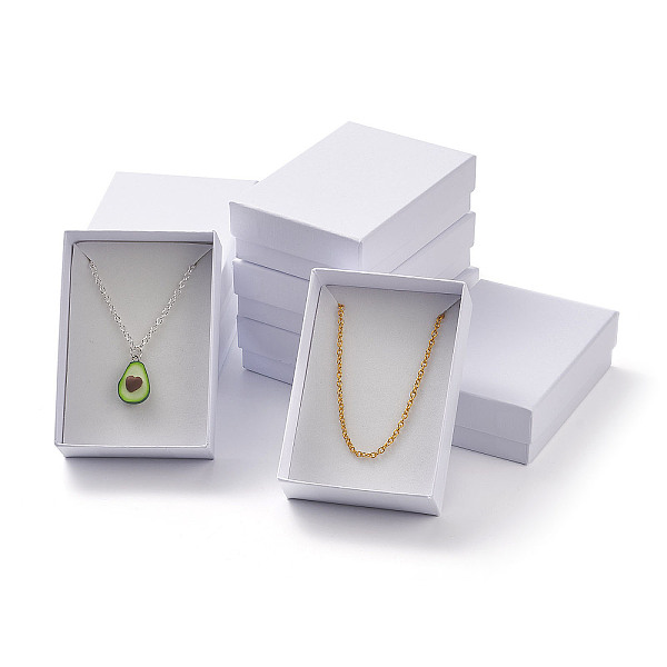 

PandaHall Cardboard Jewelry Set Boxes, For Necklaces, Earrings and Rings, with Sponge inside, Rectangle, White, 9x6.5x2.8cm Paper Rectangle...