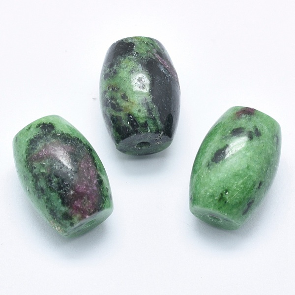 

PandaHall Natural Ruby in Zoisite Beads, Half Drilled(Holes on Both Sides), Barrel, 24.5~25x18mm, Hole: 2.5~3mm Ruby in Zoisite Barrel