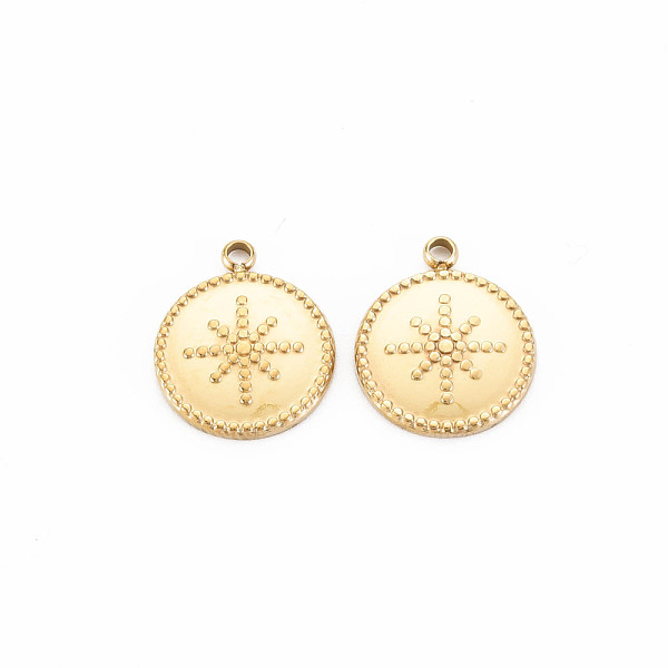 

PandaHall Ion Plating(IP) 304 Stainless Steel Charms, Flat Round with Star, Real 14K Gold Plated, 15x12x2mm, Hole: 1.6mm 304 Stainless Steel...