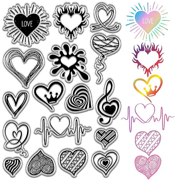 

PandaHall CRASPIRE Heart Clear Stamps Valentine's Day Rubber Stamps Vintage PVC Reusable Background Postmark Transparent Silicone Stamp...