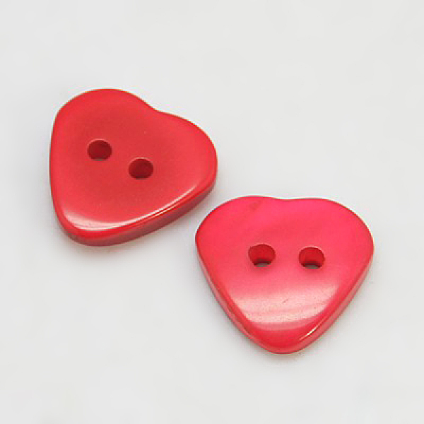 

PandaHall Resin Buttons, Dyed, Heart, Red, 12x11x3mm, Hole: 2mm Resin Heart Red