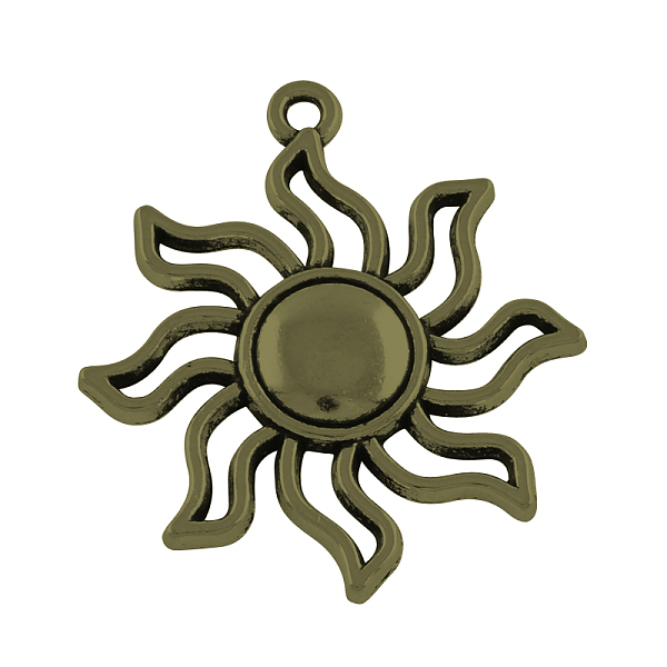 

PandaHall Tibetan Style Alloy Solar Eclipse Pendants, Cadmium Free & Lead Free, Sun, Antique Bronze, 34x31x3mm, Hole: 2mm, about 181pcs/568g...