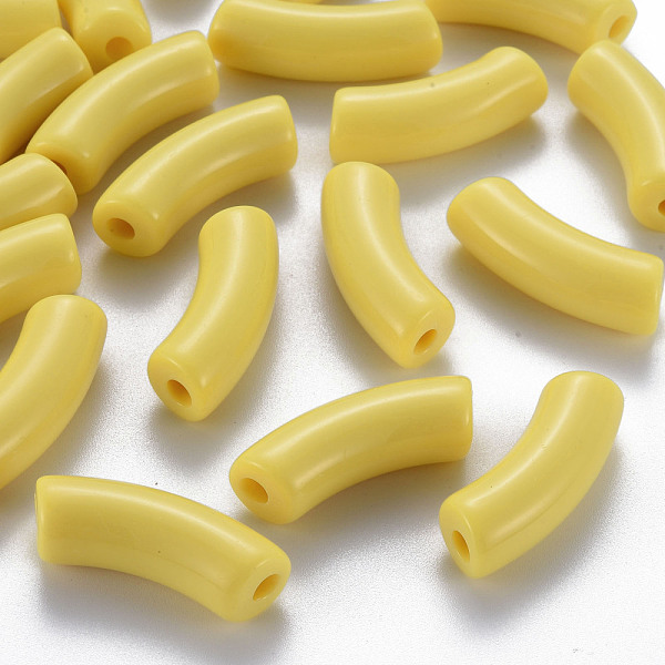 

PandaHall Opaque Acrylic Beads, Curved Tube, Yellow, 36x13.5x11.5mm, Hole: 4mm, about 133pcs/500g Acrylic Tube Yellow