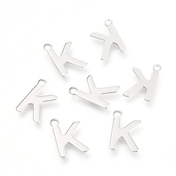 

PandaHall 201 Stainless Steel Charms, Alphabet, Letter.K, 12x9x0.6mm, Hole: 1.4mm 201 Stainless Steel Letter K