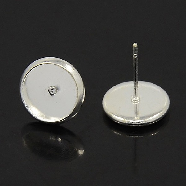 

PandaHall Brass Stud Earring Settings, Platinum, Tray: 10mm, 12x0.8mm Brass Round
