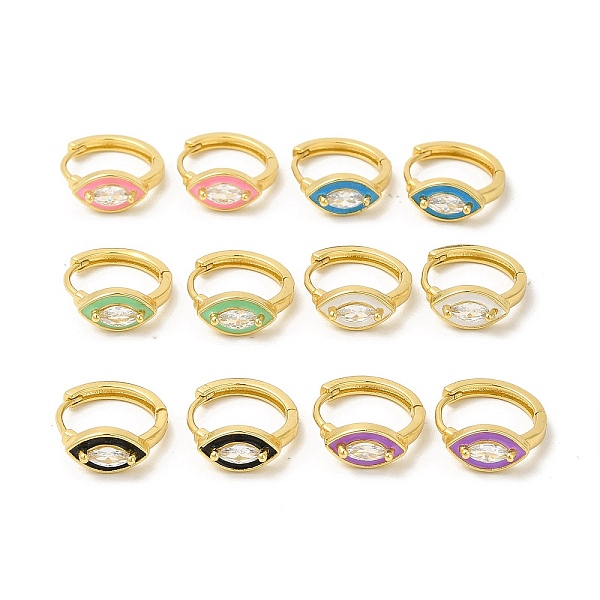 

PandaHall Enamel Horse Eye Hoop Earrings with Clear Cubic Zirconia, Real 18K Gold Plated Brass Jewelry for Women, Cadmium Free & Nickel Free..., Multicolor