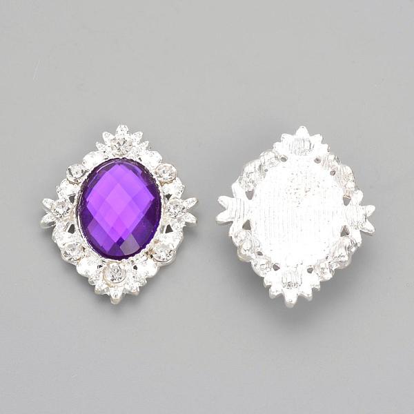 

PandaHall Alloy Rhinestone Flat Back Cabochons, with Acrylic Rhinestone, Oval, Silver Color Plated, Mauve, 32x25x4.5mm Acrylic Rhinestone..., Purple