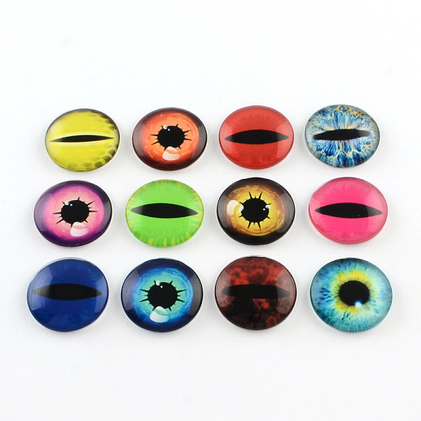

PandaHall Half Round/Dome Dragon Eye Pattern Glass Flatback Cabochons for DIY Projects, Mixed Color, 8x3mm Glass Half Round Multicolor