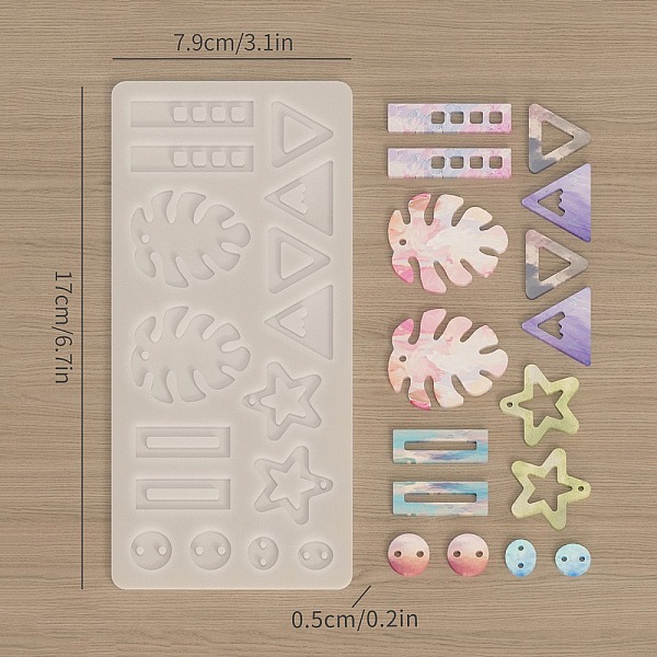 

PandaHall DIY Silicone Molds, Decoration Making, Resin Casting Molds, For UV Resin, Epoxy Resin Jewelry Making, Clear, 171x79x5mm, Hole: 2mm...