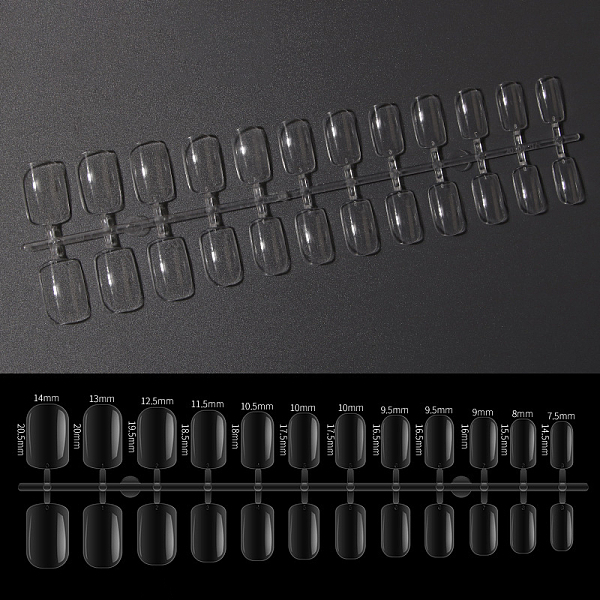 

PandaHall Plastic Full Cover False Nail Tips, Nail Art Detachable Manicure, Clear, 14.5~20.5x7.5~14mm, 240pcs/set Plastic None Clear
