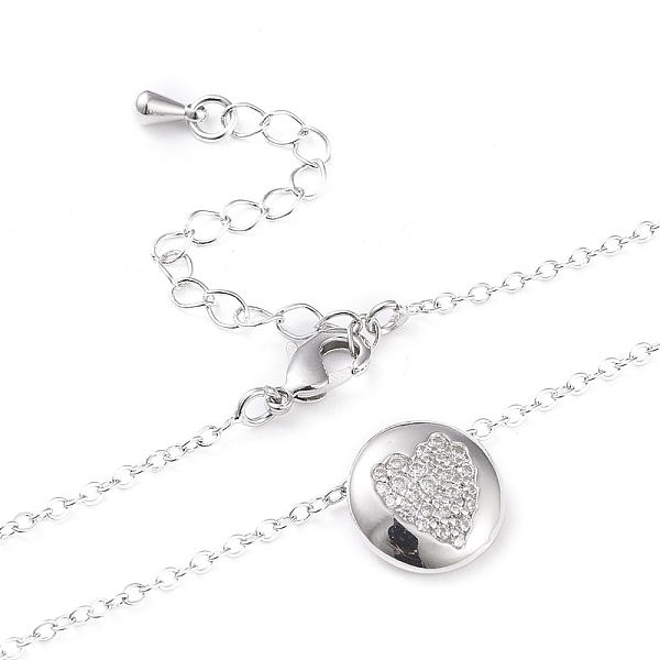 Brass Micro Pave Clear Cubic Zirconia Pendant Necklaces