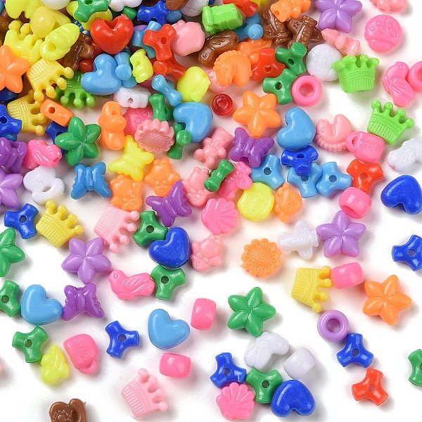 

PandaHall Opaque Acrylic Beads, Mixed Shapes, Heart/Star/Crown/Rondelle, Mixed Color, 8~13.5x9~13.5x5~7.5mm, Hole: 1.8~3.8mm, about..., Multicolor