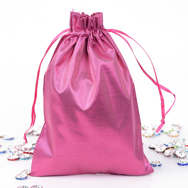 

PandaHall Rectangle Cloth Bags, with Drawstring, Camellia, 17.5x13cm Polyester Pink