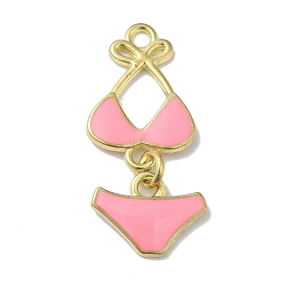 

PandaHall Golden Tone Alloy Enamel Pendants, Bikini Charms, Pink, 30x14x4.5mm, Hole: 2mm Alloy+Enamel Others Pink
