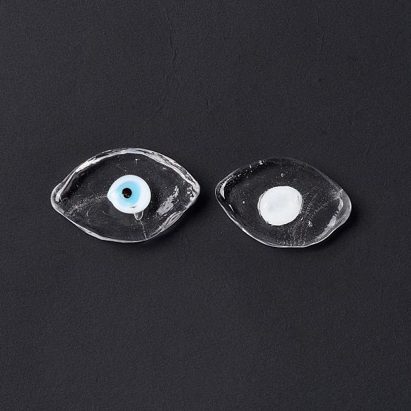 

PandaHall Handmade Evil Eye Lampwork Cabochons, Horse Eye, Clear, 21~22x13~13.5x3.5mm Lampwork Horse Eye Clear