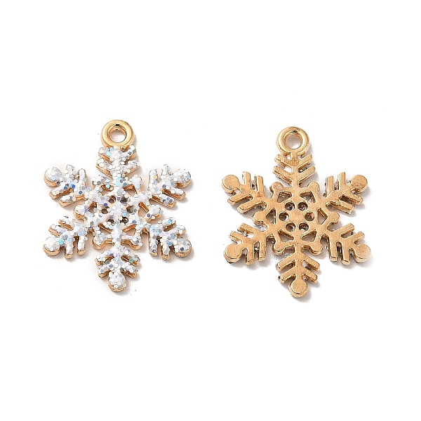 

PandaHall Alloy Rhinestone Pendants, Snowflake Charms, Light Gold, 21.5x17x1.5mm, Hole: 1.6mm Acrylic+Rhinestone Snowflake