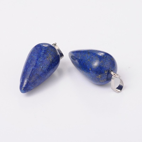 

PandaHall Teardrop Brass Gemstone Pendants, Dyed & Heated, Platinum, Natural Lapis Lazuli, 34x15mm, Hole: 4.5x3mm Lapis Lazuli Teardrop