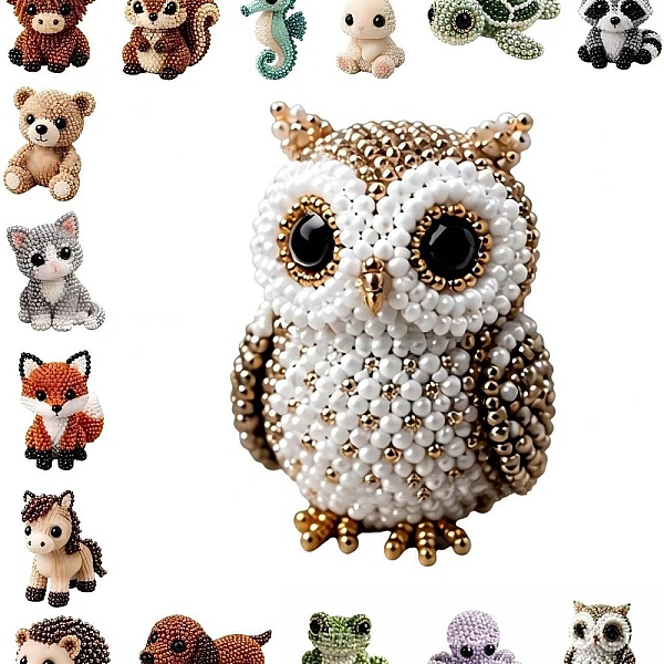 3DフクロウDIY動物ビーズ刺繍キット