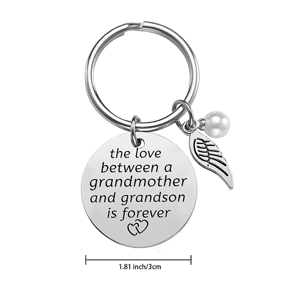 

PandaHall Stainless Steel Keychain, Quote Pendants, Heart with Word, Stainless Steel Color<P>Size: about 3cm in diameter, packing box...