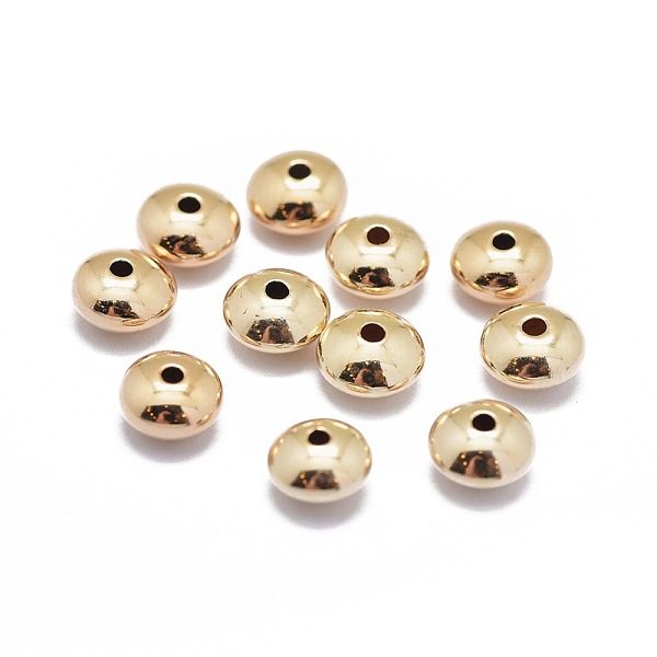 

PandaHall Yellow Gold Filled Spacer Beads, 1/20 14K Gold Filled, Flat Round, Real Gold Filled, 5.5x3mm, Hole: 1.2mm Brass Flat Round