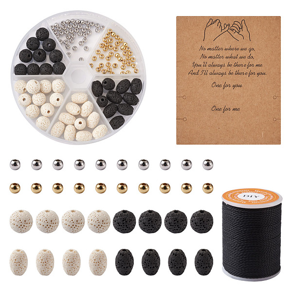

PandaHall DIY Woven Bracelets Making Kits, Including Synthetic & Natural Lava Rock Beads, Brass Spacer Beads, Waxed Polyester Cord, Mixed..., Multicolor