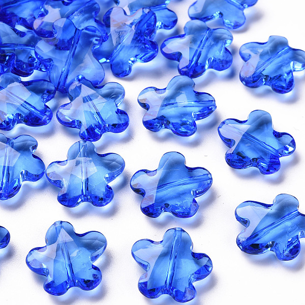 

PandaHall Transparent Acrylic Beads, Faceted, Flower, Blue, 18.5x18.5x5.5mm, Hole: 1.2mm, about 470pcs/500g Acrylic Flower Blue