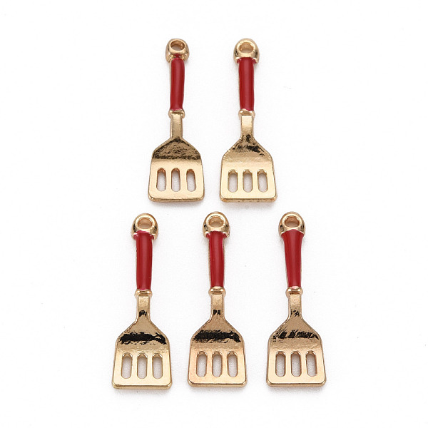 

PandaHall Alloy Enamel Pendants, Light Gold, Cadmium Free & Nickel Free & Lead Free, Turner, FireBrick, 24x7.5x3mm, Hole: 1.5mm Alloy+Enamel..., Red