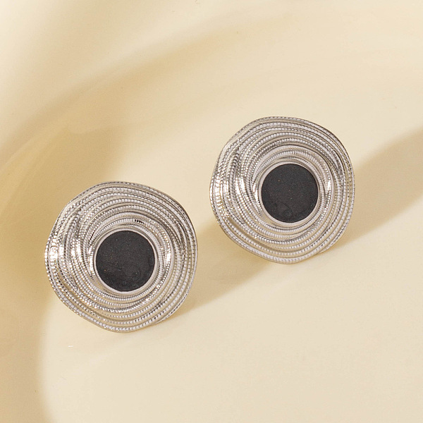 Boucles d'oreilles à tige rondes et plates en acier inoxydable 304