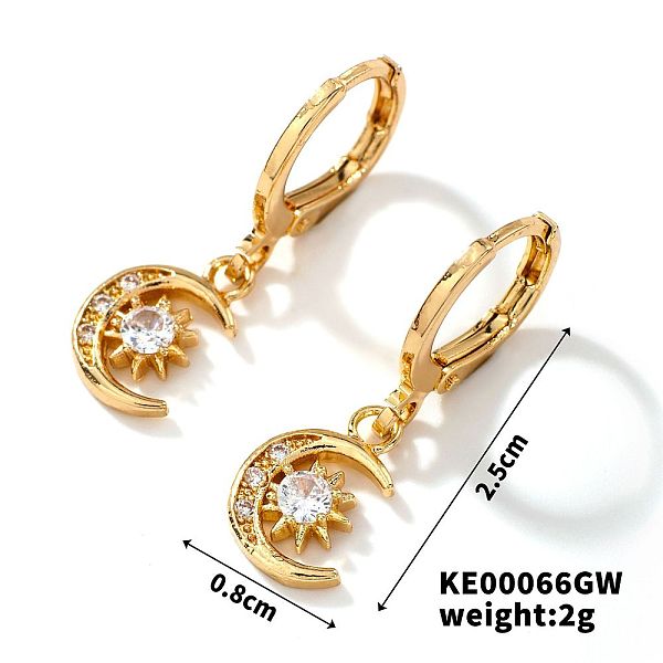 Fashionable Copper Inlaid Zircon Hoop Earrings