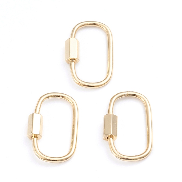 

PandaHall Brass Screw Carabiner Lock Charms, for Necklaces Making, Oval, Real 18K Gold Plated, 25x16x2mm, Screw: 7.5x4x4.5mm Brass Oval
