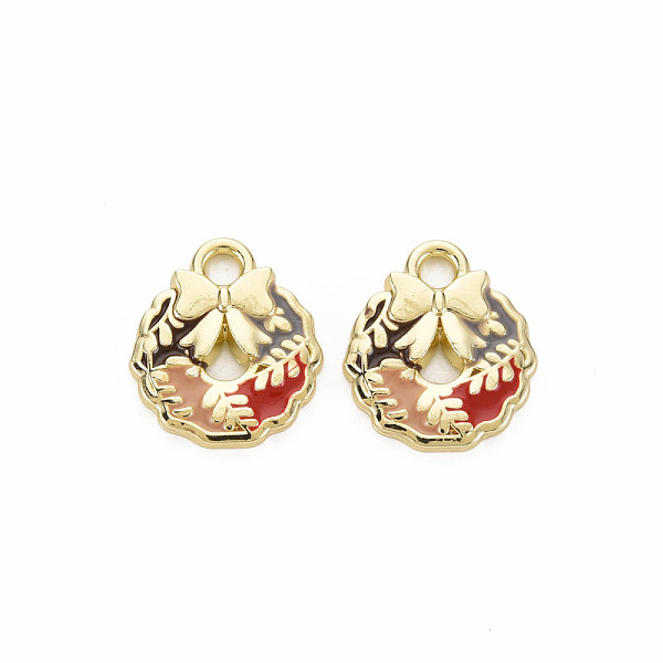 

PandaHall Rack Plating Alloy Enamel Pendants, Cadmium Free & Nickel Free & Lead Free, Garland, FireBrick, 15x13x2mm, Hole: 2mm Alloy+Enamel..., Red