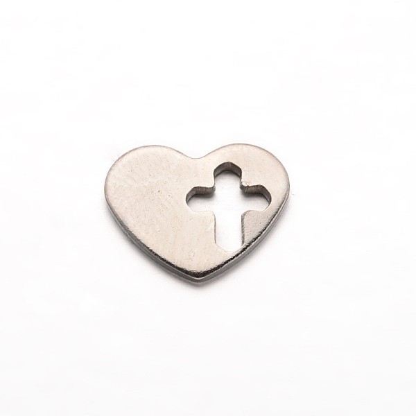 

PandaHall Heart with Cross 304 Stainless Steel Charms, Stainless Steel Color, 10x12.5x1mm, Hole: 6x4mm 304 Stainless Steel Heart