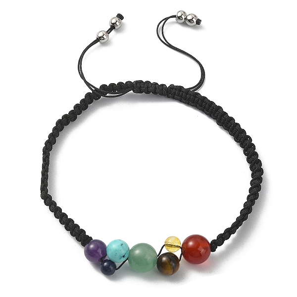 Natural & Synthetic Mixed Gemstone Braided Bead Bracelet