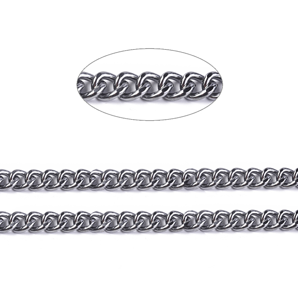 

PandaHall Iron Cuban Link Chains, Chunky Chains, Unwelded, with Spool, Oval, Gunmetal, 14x10x3mm, about 49.21 Feet(15m)/roll Iron